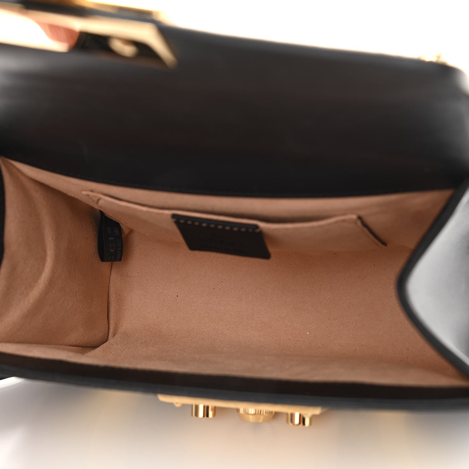 Gucci Calfskin GG Supreme Monogram Small Padlock Shoulder Bag Black Gold 5 of 13