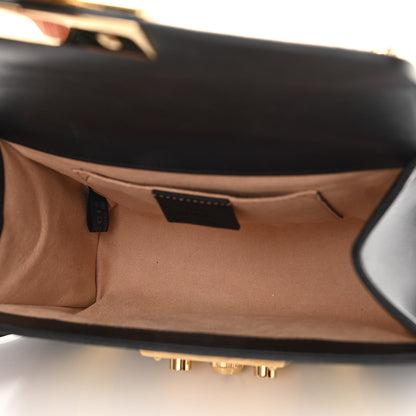 Gucci Calfskin GG Supreme Monogram Small Padlock Shoulder Bag Black Gold 5 of 13