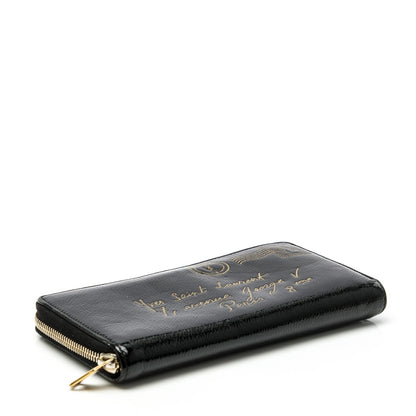 Saint Laurent Patent Y Mail Zip Around Wallet Black 4 of 7