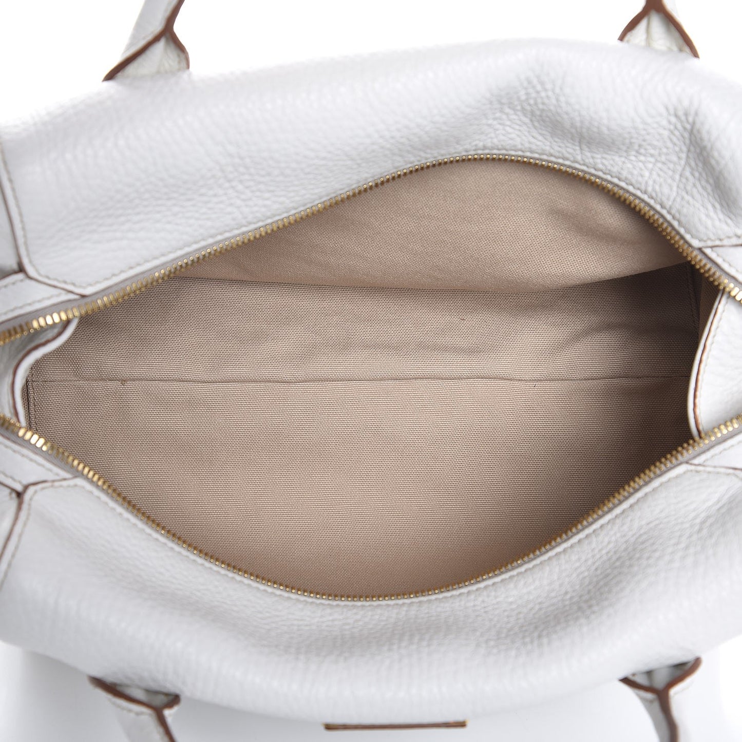 Vitello Daino Medium Top Handle Bag White