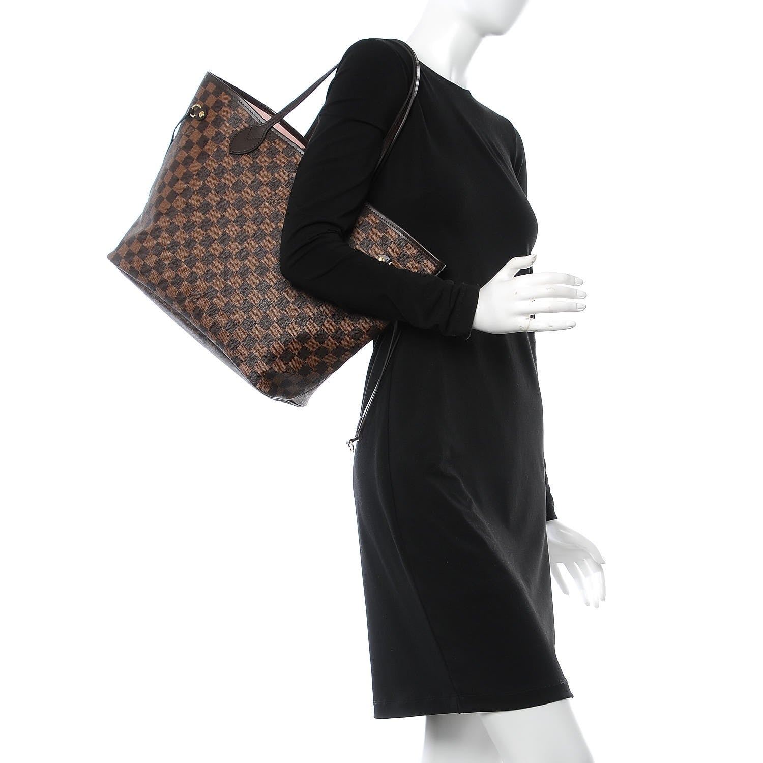 Louis Vuitton Damier Ebene Neo Neverfull MM Rose Ballerine 2 of 9