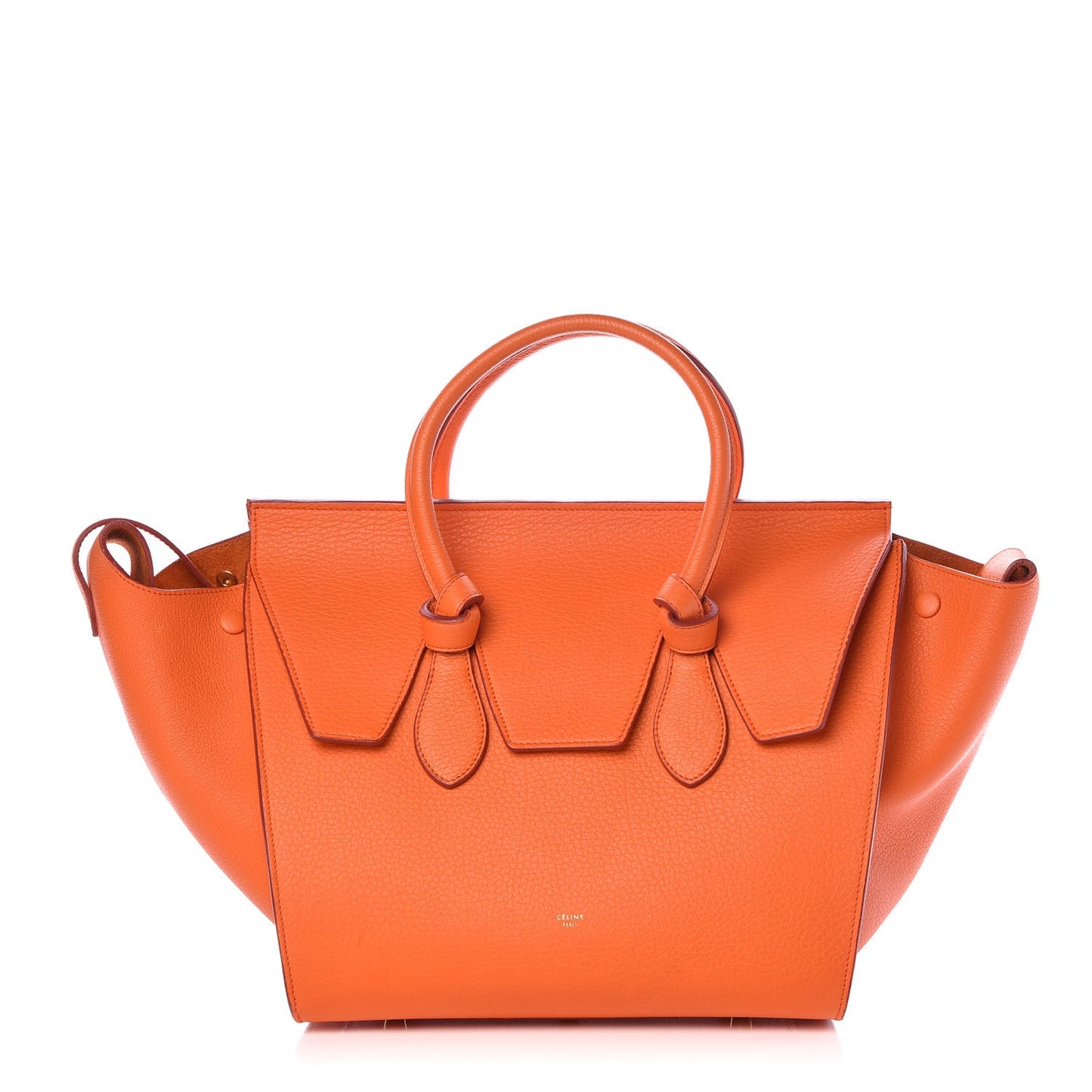 Grained Calfskin Small Tie Knot Tote Bright Orange