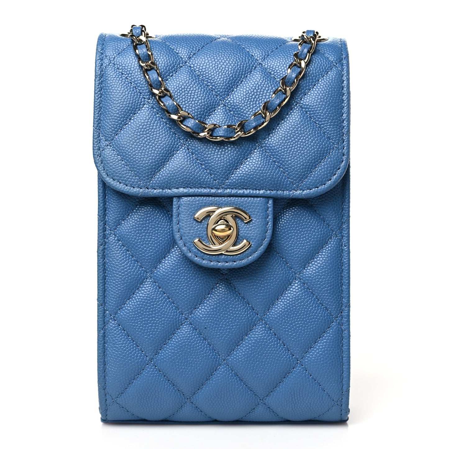 Caviar Quilted Classic Phone Holder Blue