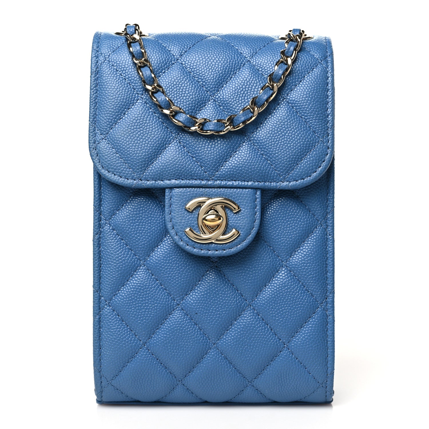 Chanel Caviar Quilted Classic Phone Holder Blue 1 of 11