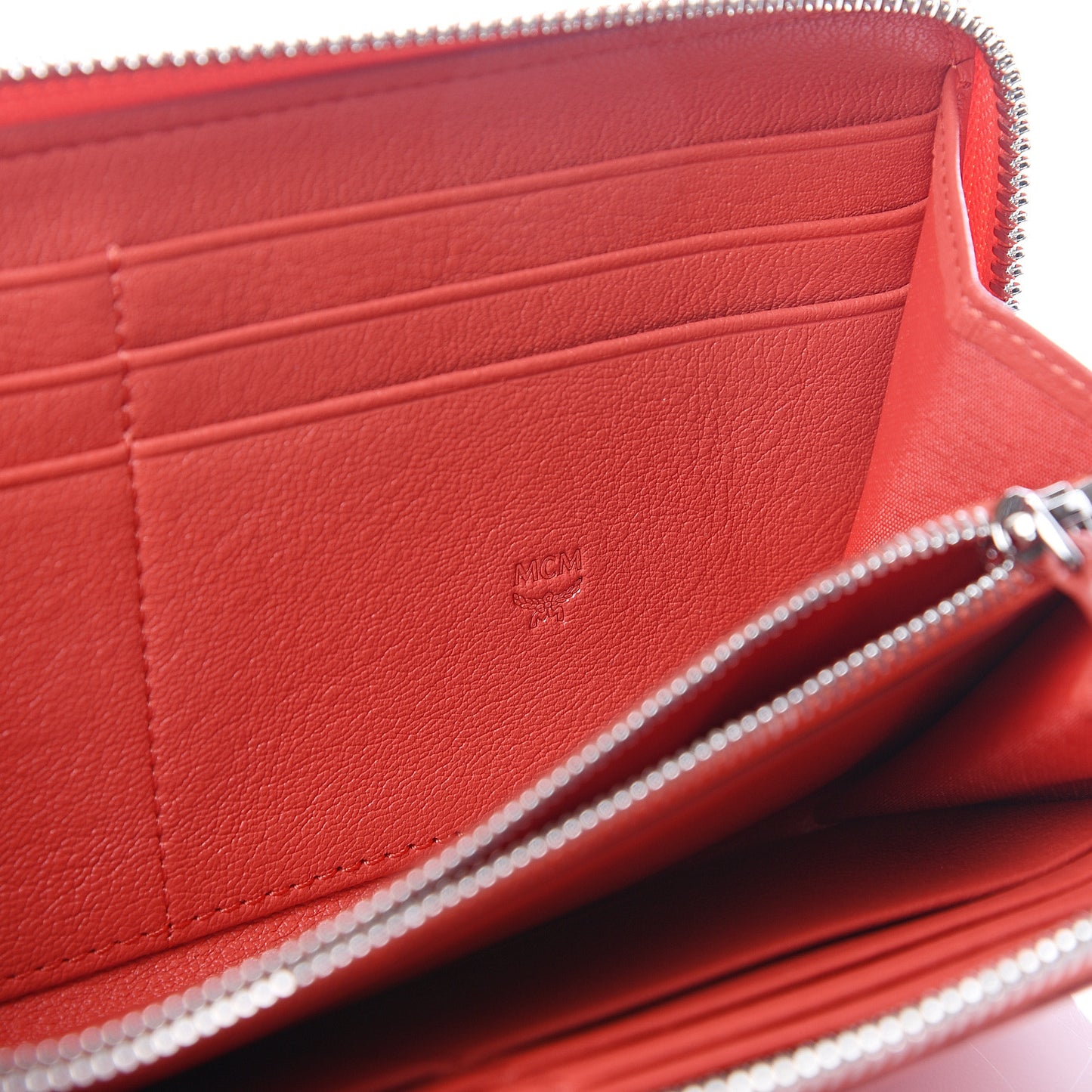 Calfskin Ottomar Large Zip Around Wallet Marigold Orange