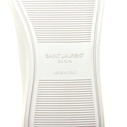 Saint Laurent Perforated Calfskin Glitter Andy Low Top Sneakers 38.5 White Silver 6 of 8
