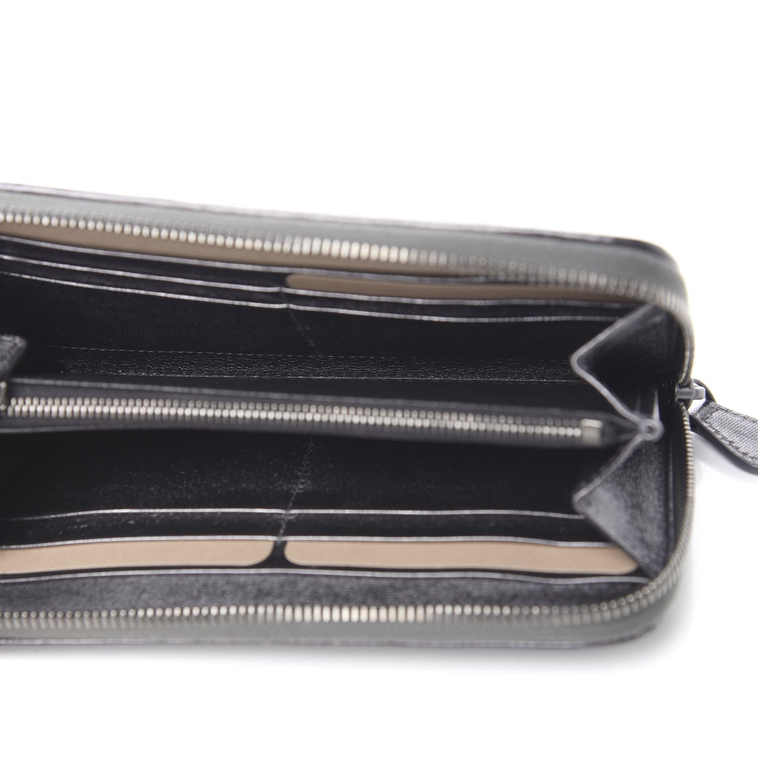 Bottega Veneta Metallic Grosgrain Intrecciato Zip Around Wallet Dark Silver 4 of 6
