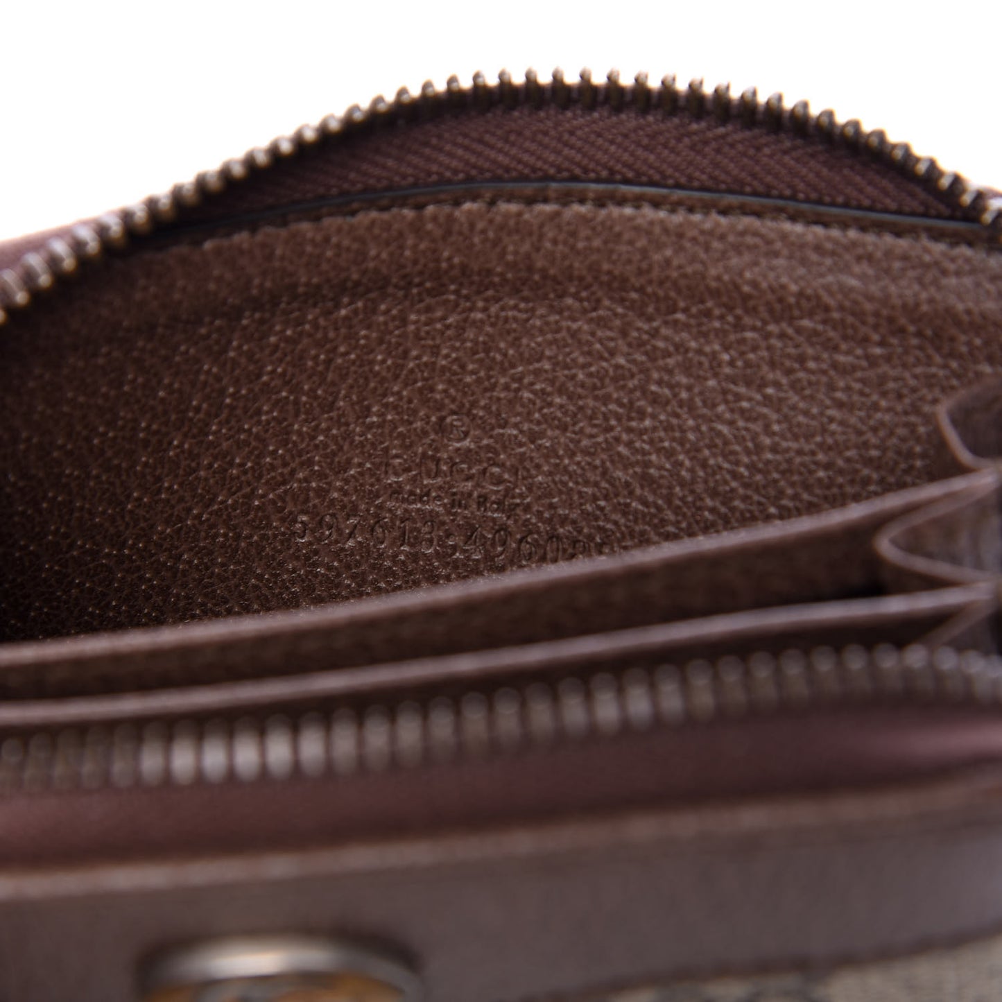GG Supreme Web Ophidia Zip Around Card Case Brown