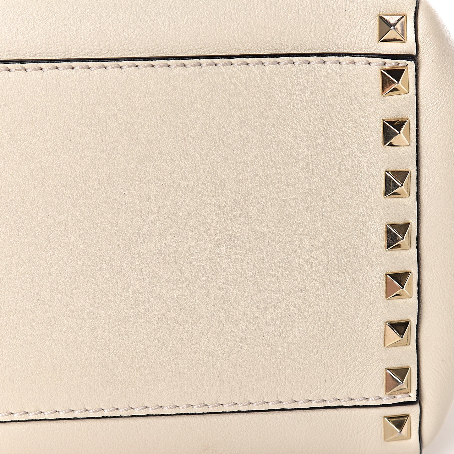 Vitello Rockstud Double Handle Tote Ivory