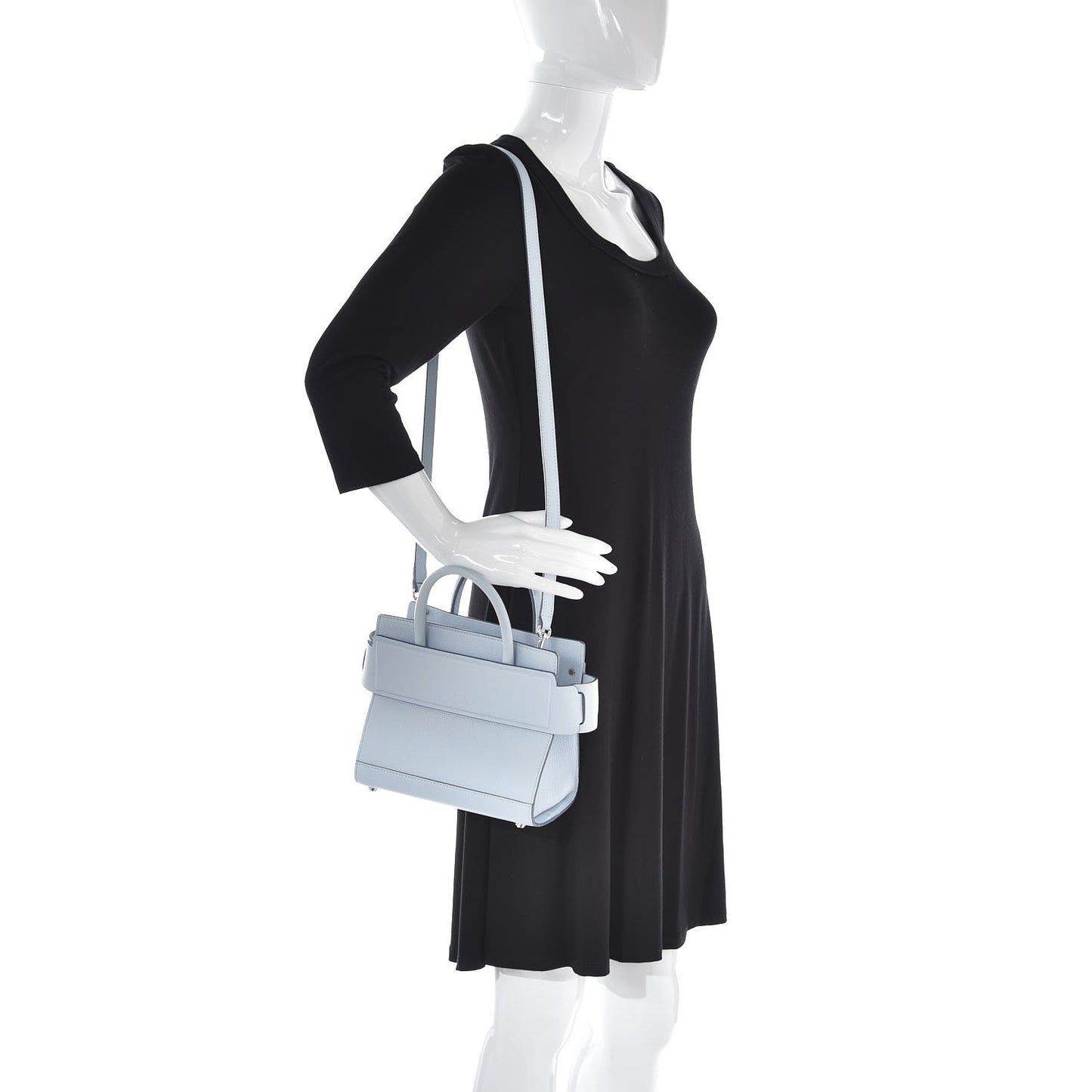 Grained Calfskin Mini Horizon Satchel Pale Blue