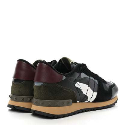 Valentino Garavani Nappa Fabric Suede Camouflage Mens Rockrunner Sneakers 39.5 Green Multicolor 4 of 9