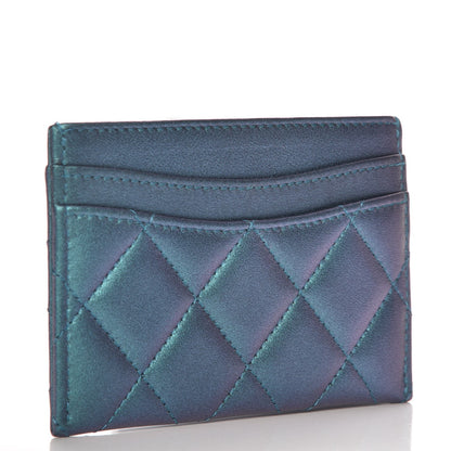 Chanel Metallic Lambskin Quilted Card Holder Turquoise 3 of 8