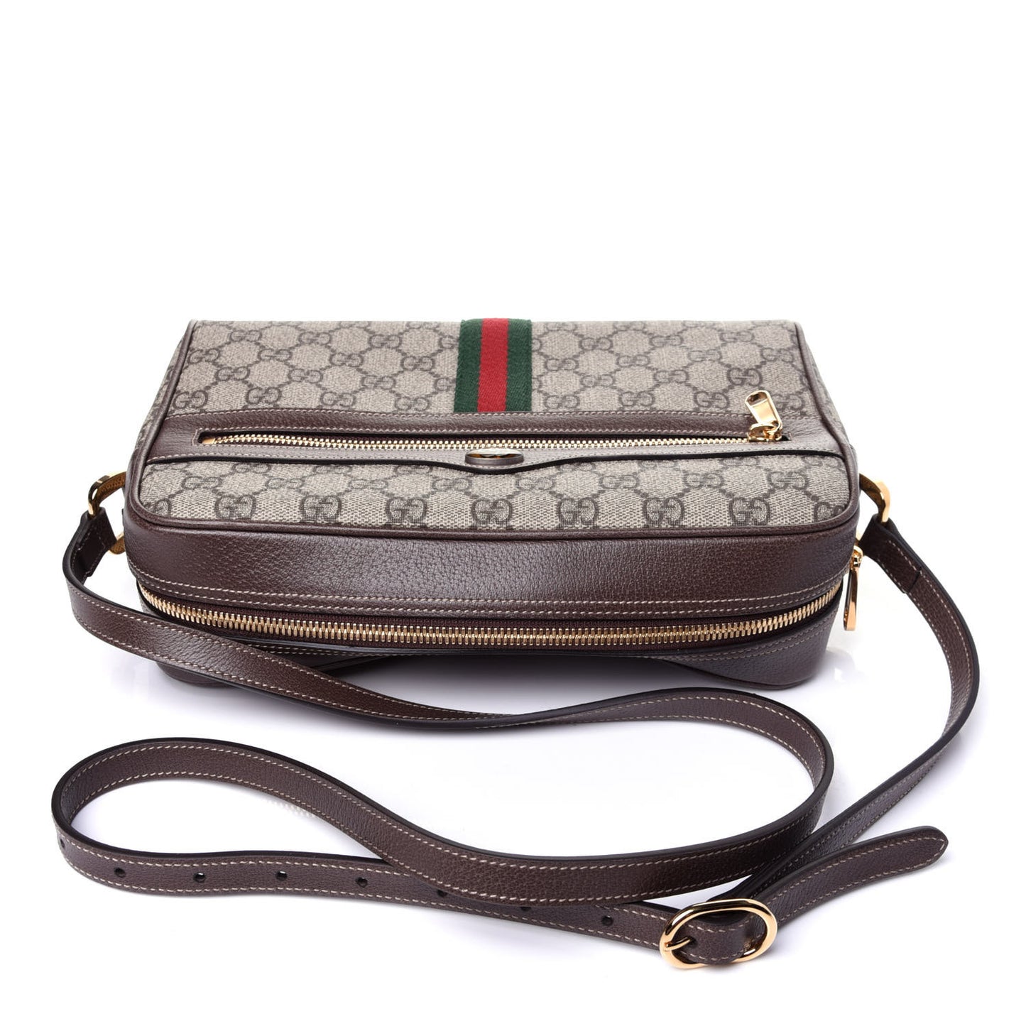 GG Supreme Monogram Web Small Ophidia Shoulder Bag Brown