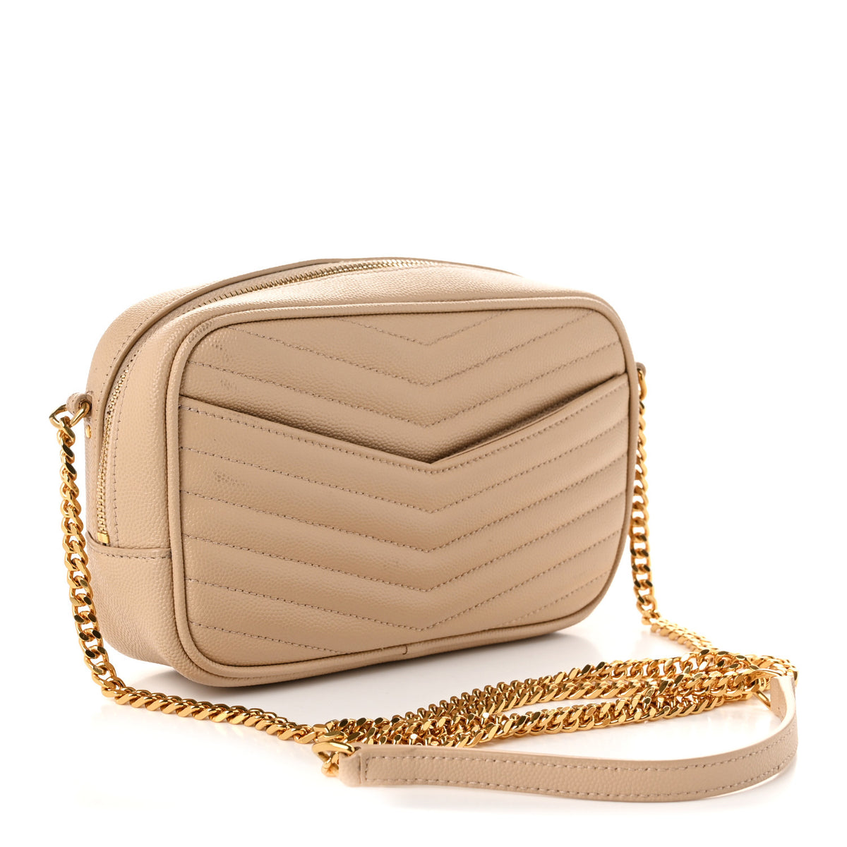 Saint Laurent Grain De Poudre Matelasse Monogram Mini Lou Camera Bag Dark Beige 3 of 10