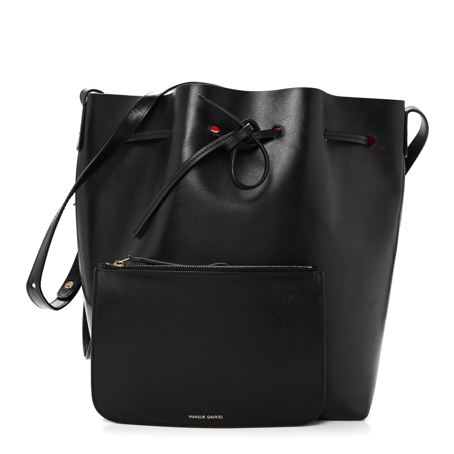 Mansur Gavriel Vegetable Tanned Calfskin Bucket Bag Black Flamma 3 of 15