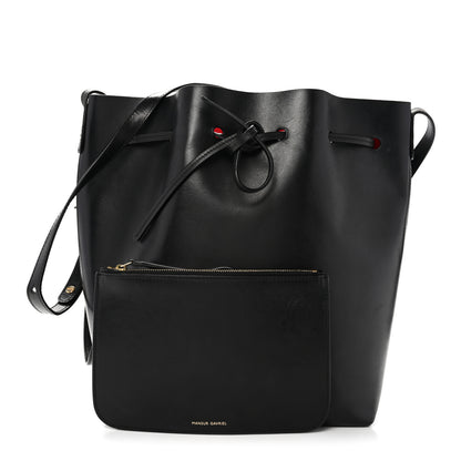 Mansur Gavriel Vegetable Tanned Calfskin Bucket Bag Black Flamma 3 of 15