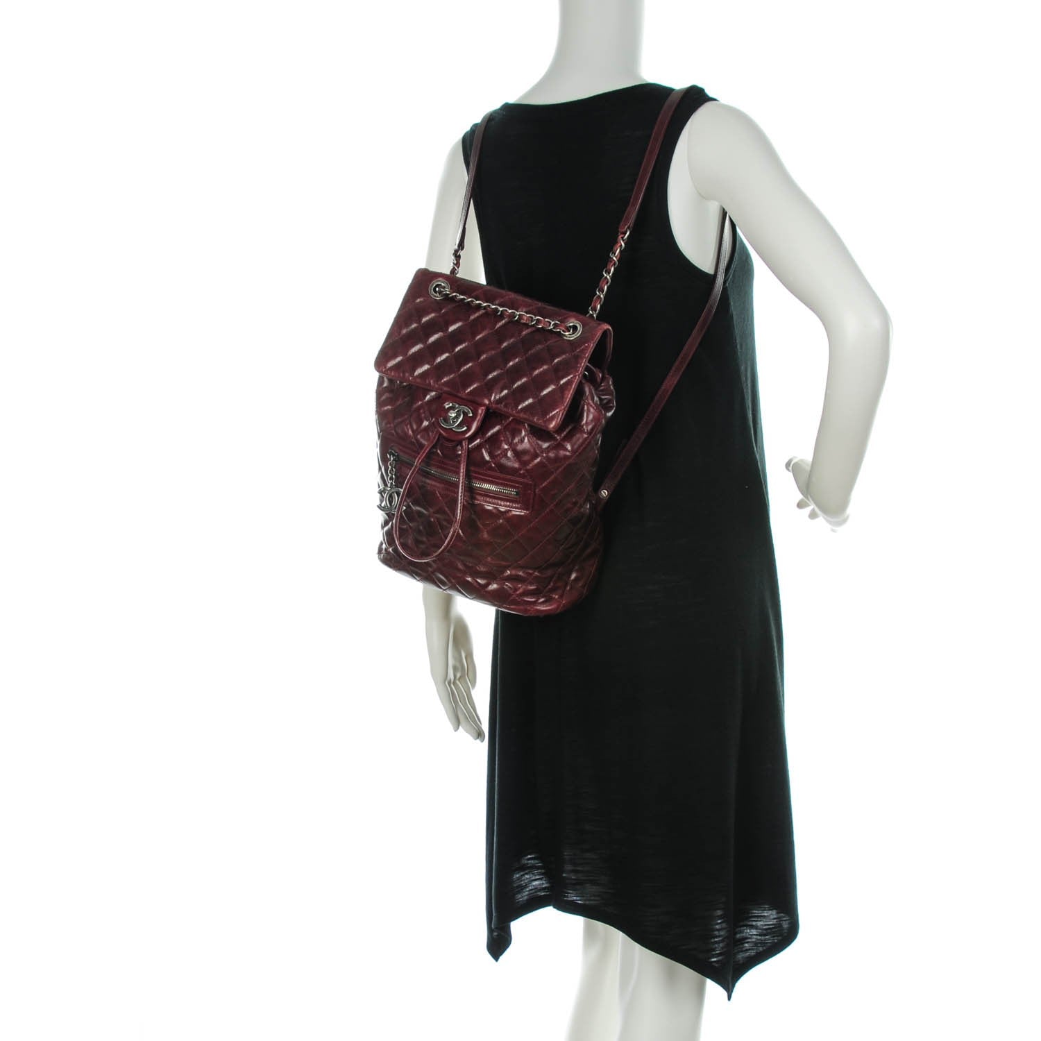 Chanel Calfskin Quilted Large Salzburg Backpack Burgundy 2 of 9