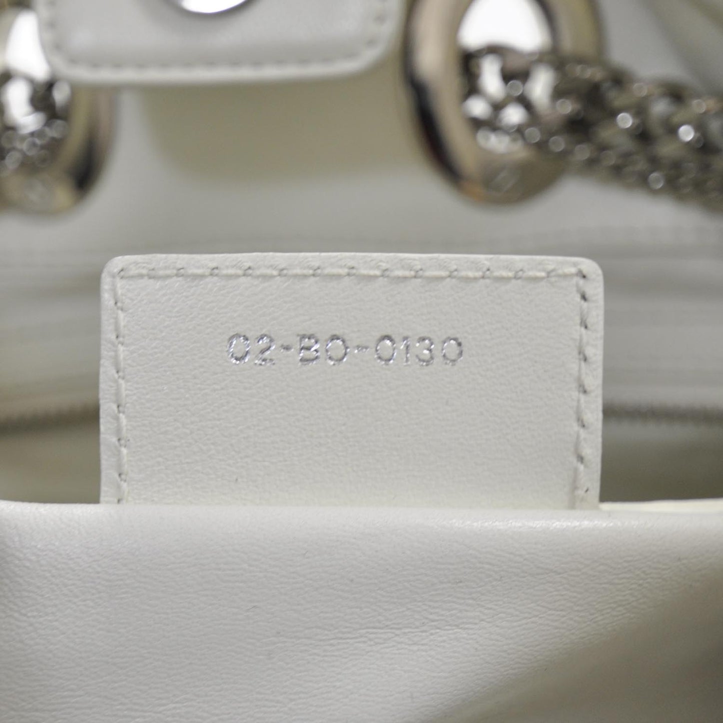 Lambskin Cannage Overstitching Chri Chri Tote White