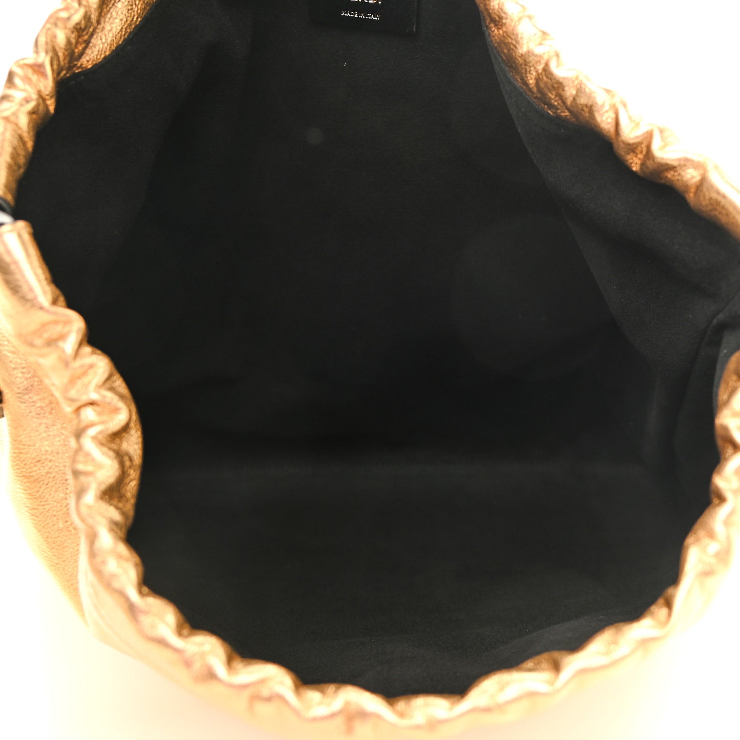 Laminated Calfskin Medium Drawstring Pouch Bag Oro Black