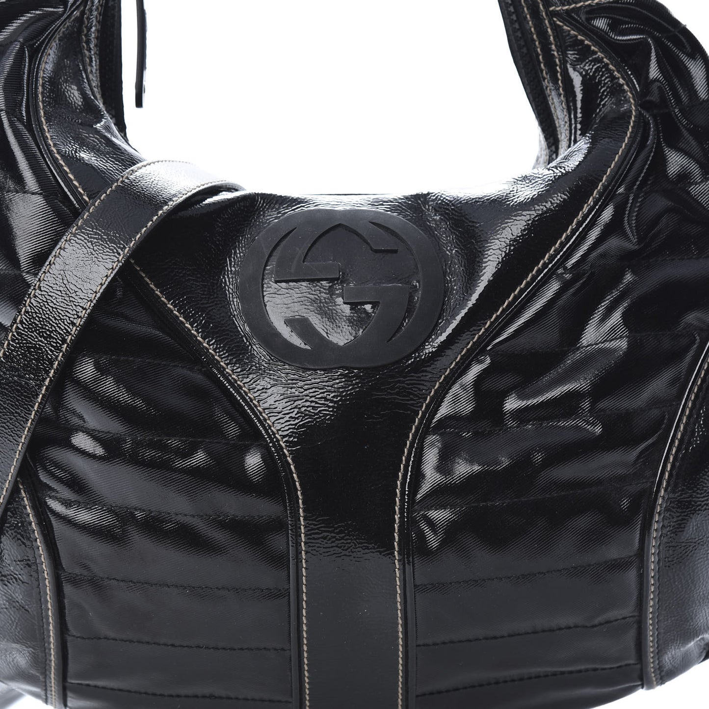 Patent Calfskin Medium Snow Glam Hobo Black