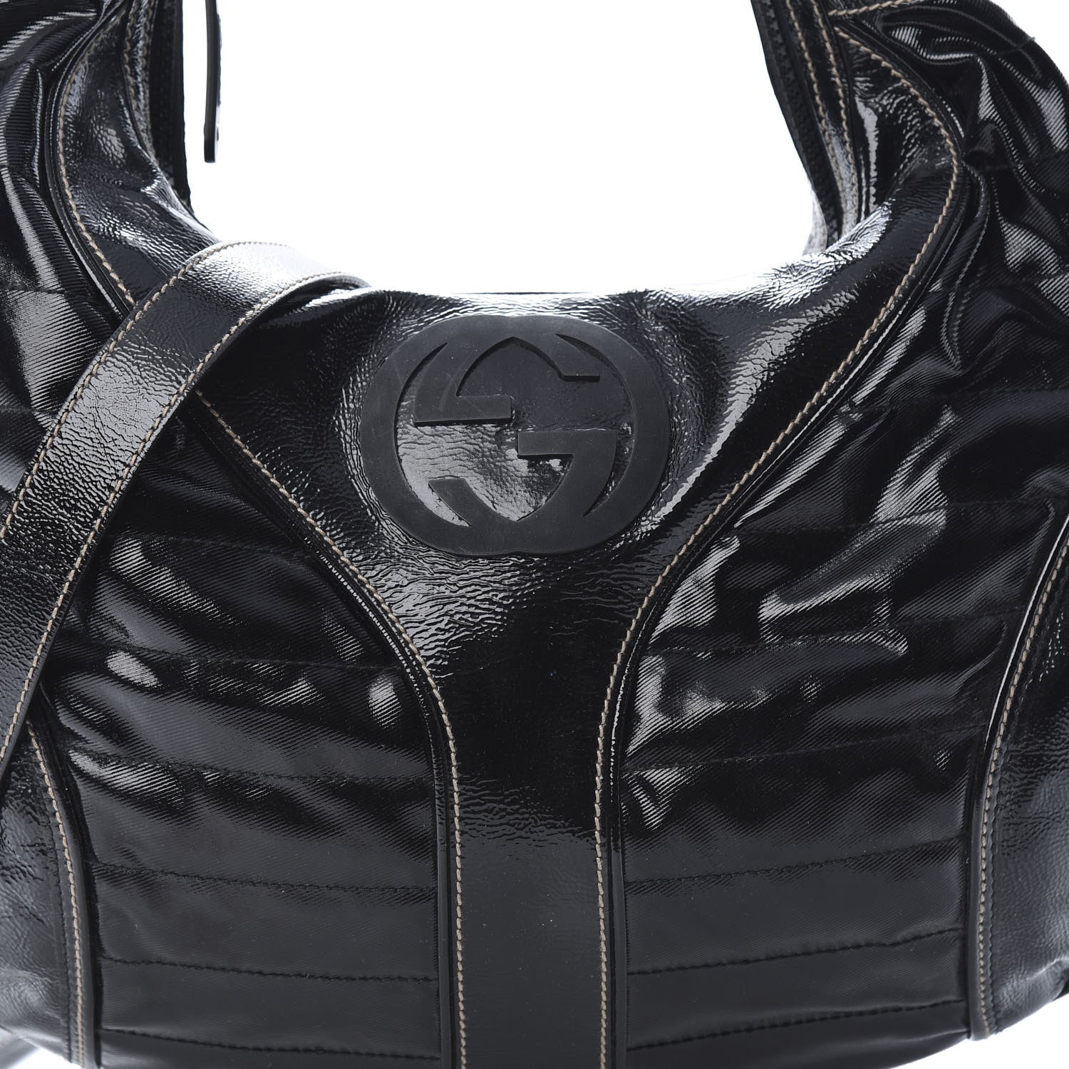 Gucci Patent Calfskin Medium Snow Glam Hobo Black 8 of 15