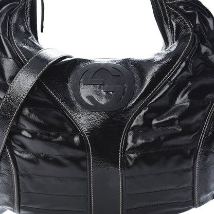 Gucci Patent Calfskin Medium Snow Glam Hobo Black 8 of 15