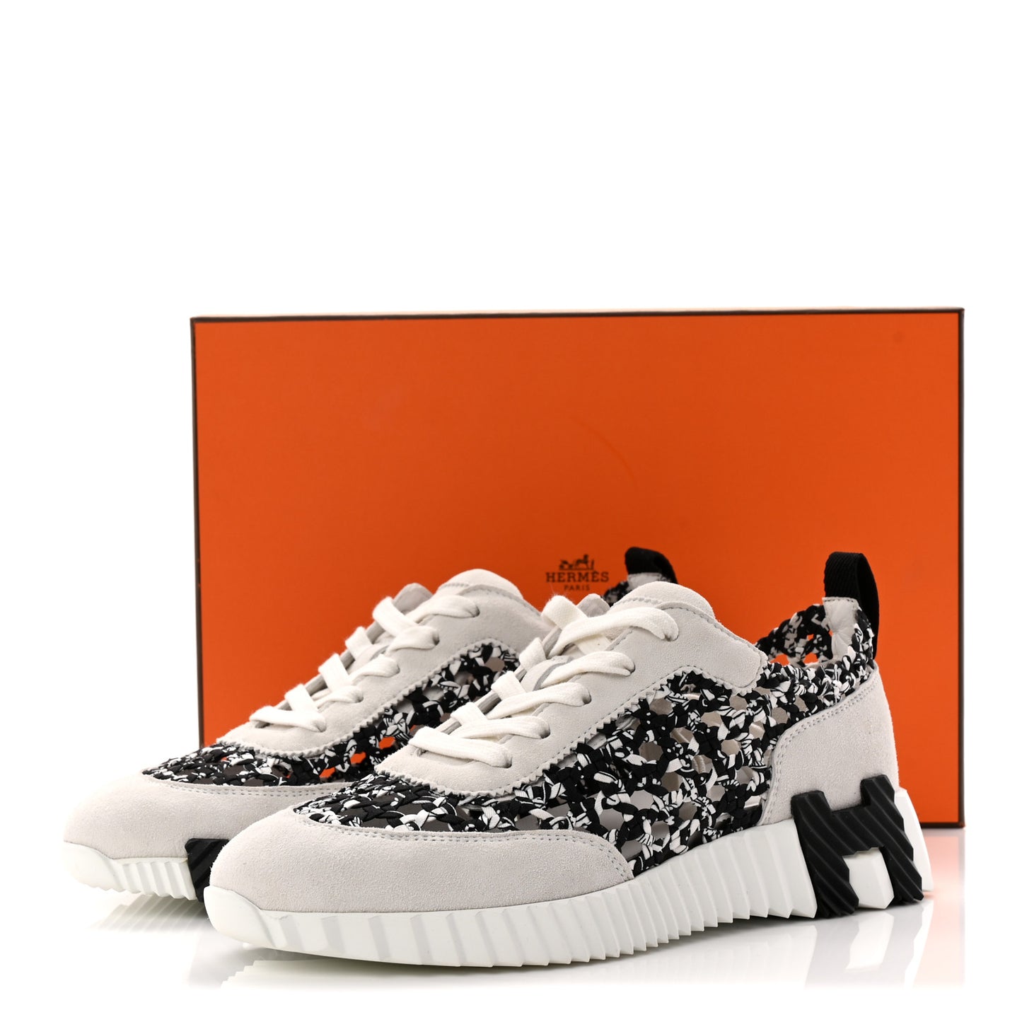 Braided Silk Sneakers 37.5 Black White
