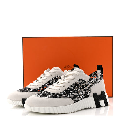 Hermes Braided Silk Sneakers 37.5 Black White 10 of 10