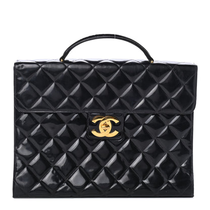 Chanel Patent Quilted Briefcase Laptop Bag Black 1 of 6