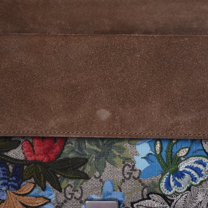 Gucci GG Supreme Monogram Blooms Print Embroidered Small Dionysus Shoulder Bag Blue Taupe 11 of 11