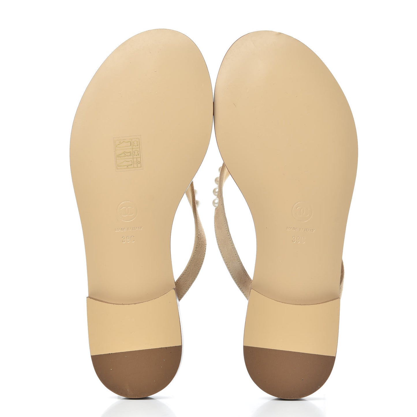 Suede Pearl Thong Sandals 39 Beige