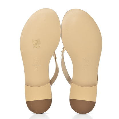 Chanel Suede Pearl Thong Sandals 39 Beige 5 of 11