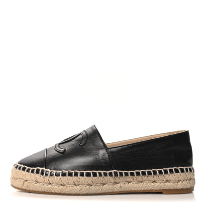 Chanel Lambskin CC Espadrilles 36 Black 1 of 9