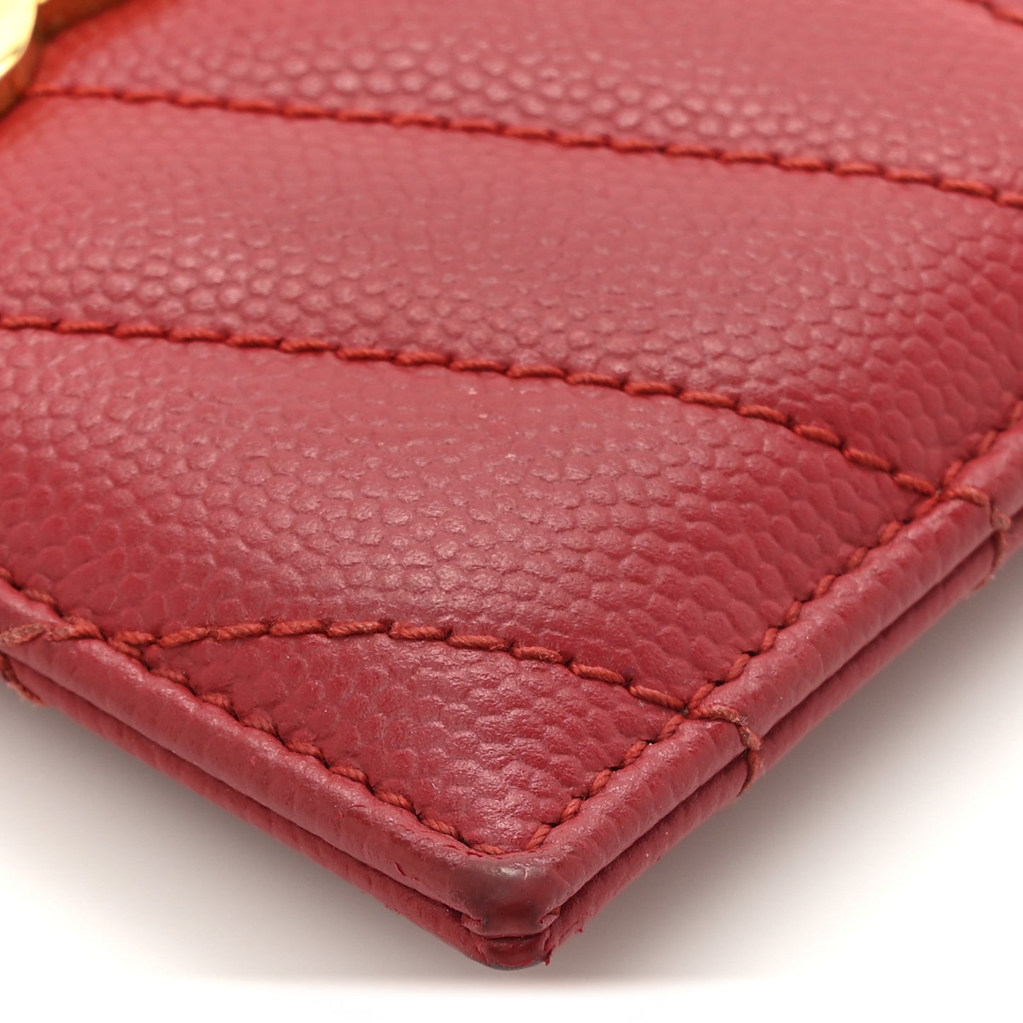 Grain De Poudre Matelasse Chevron Monogram Credit Card Case New Red