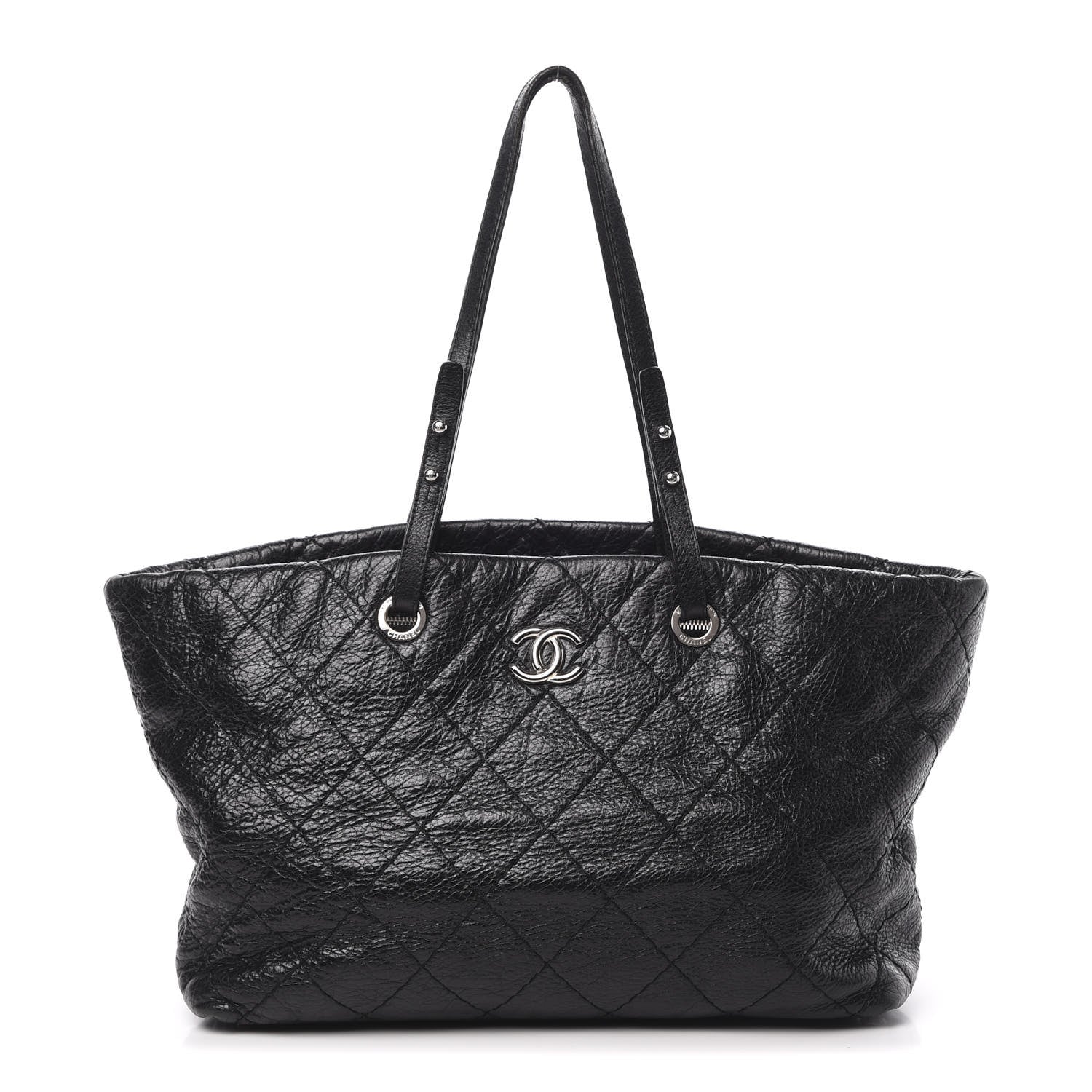 Chanel Glazed Calfskin Large On The Road Tote Black 1 of 17