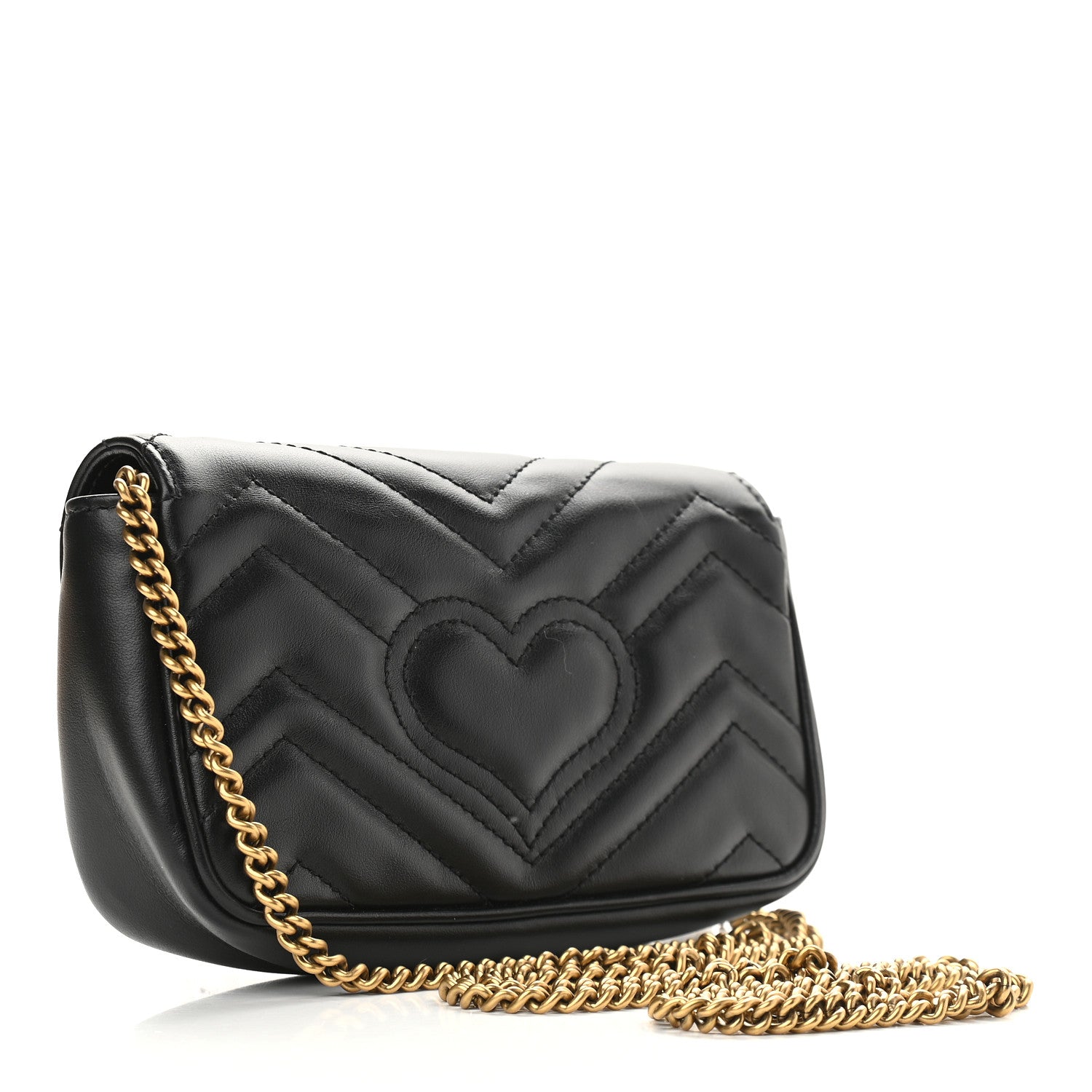 Gucci Calfskin Matelasse Super Mini GG Marmont Shoulder Bag Black 3 of 9