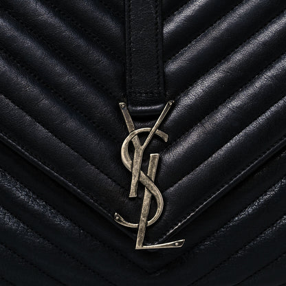 Saint Laurent Sheepskin Matelasse Chevron Monogram Large College Satchel Black 7 of 11