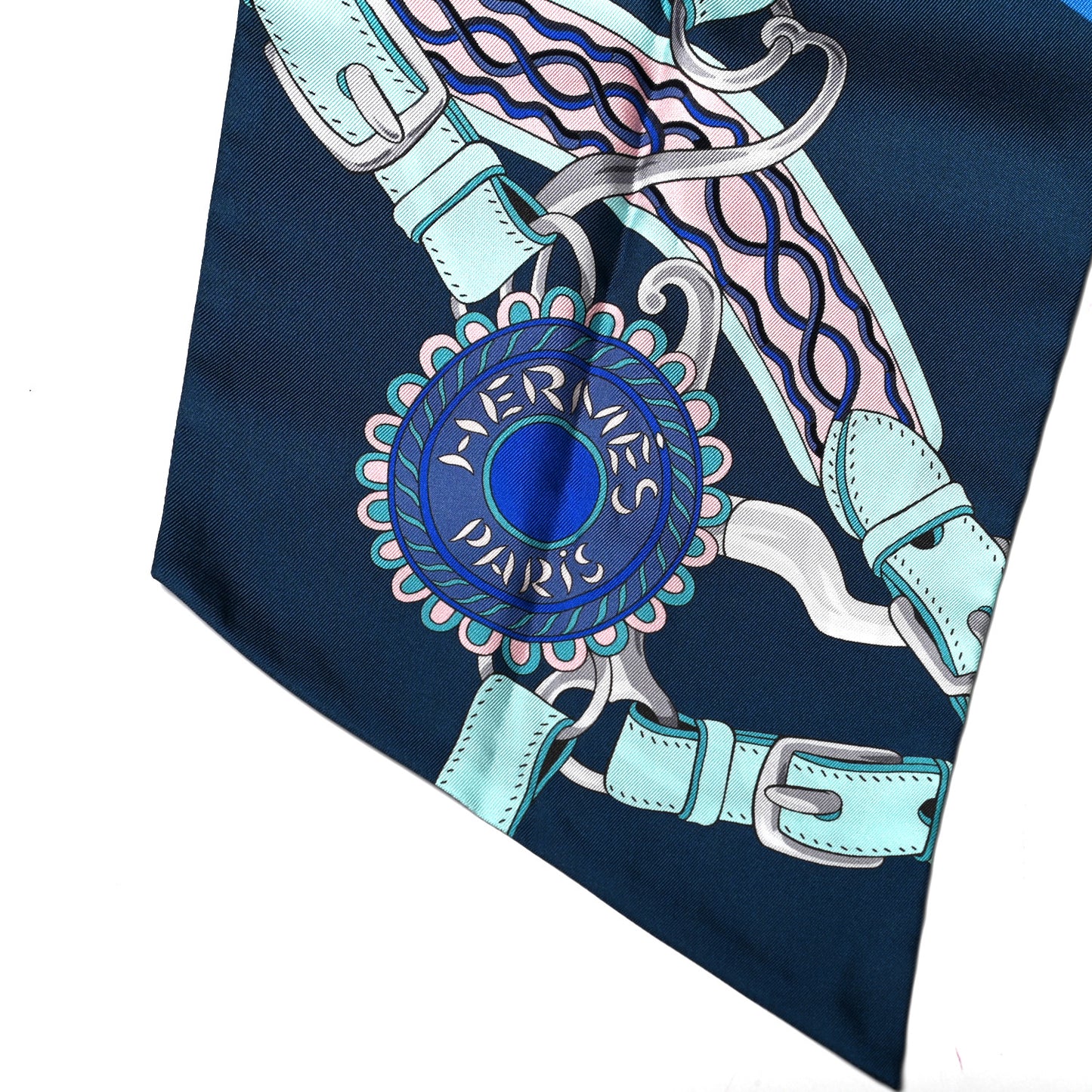 Silk Festival des Amazones Maxi Twilly Marine Turquoise Rose