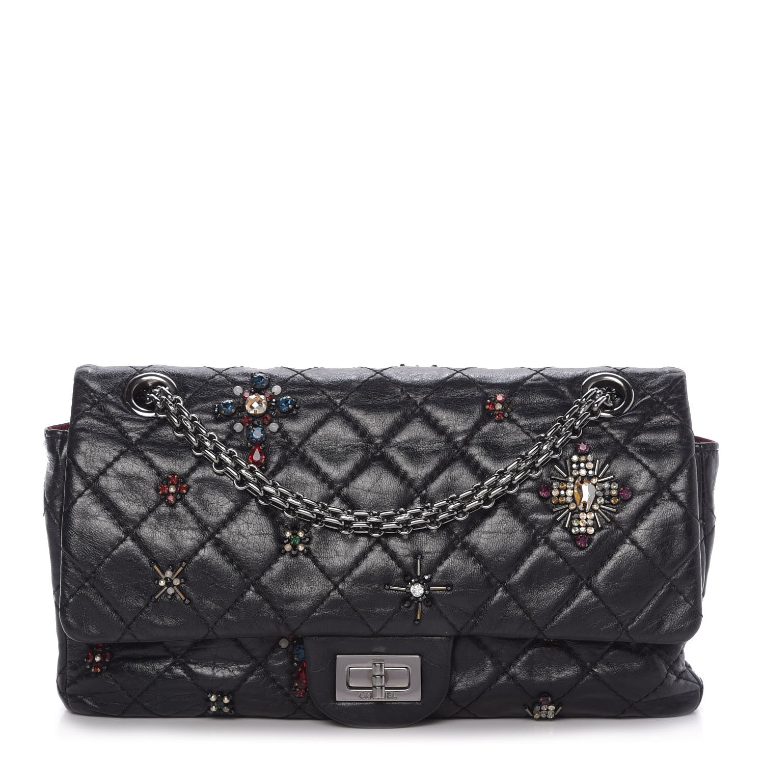 Chanel Aged Calfskin Crystal 2.55 Reissue 225 Flap Black 1 of 9