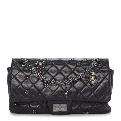 Chanel Aged Calfskin Crystal 2.55 Reissue 225 Flap Black 1 of 9