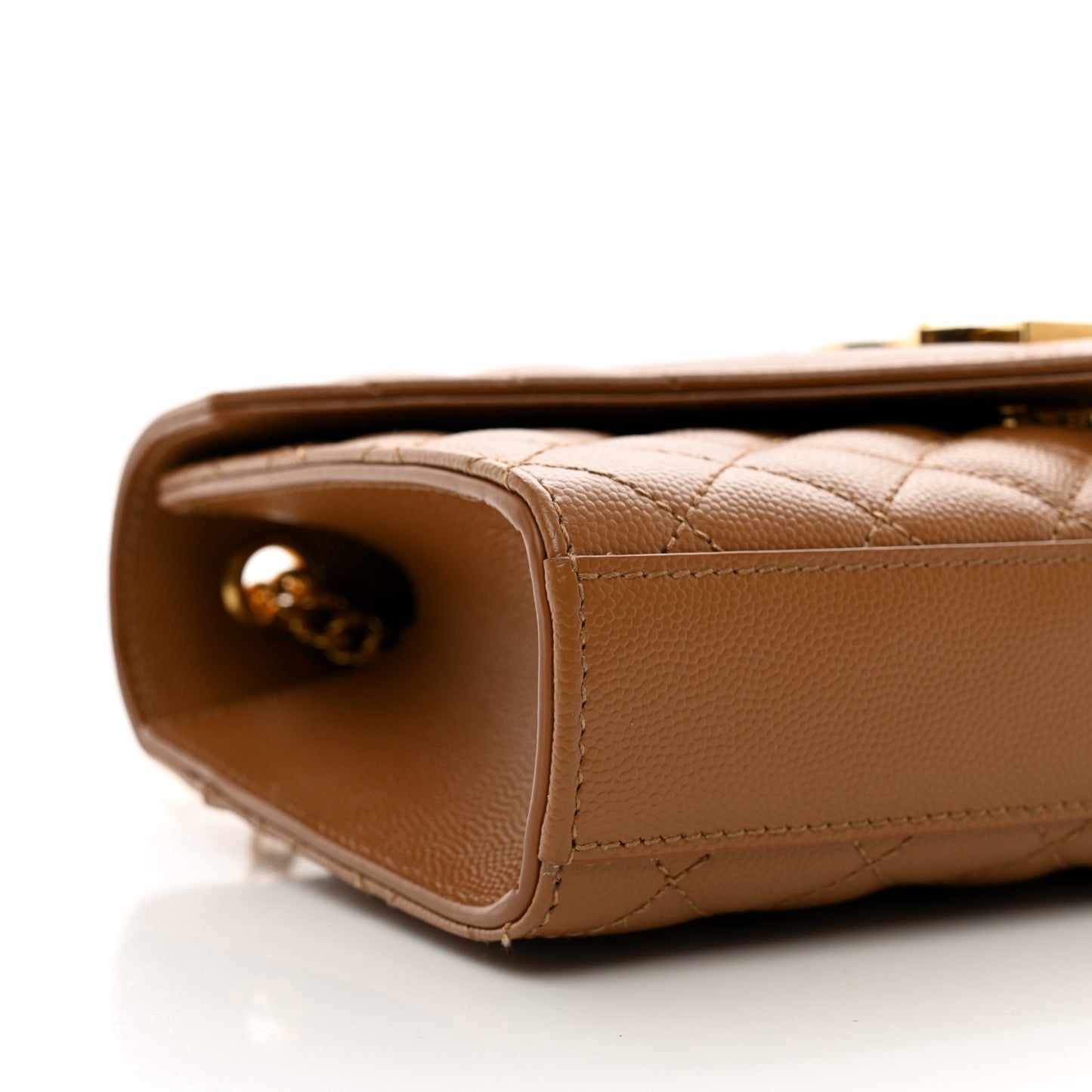 Grain De Poudre Textured Mixed Matelasse Triquilt Small Monogram Satchel Dark Natural