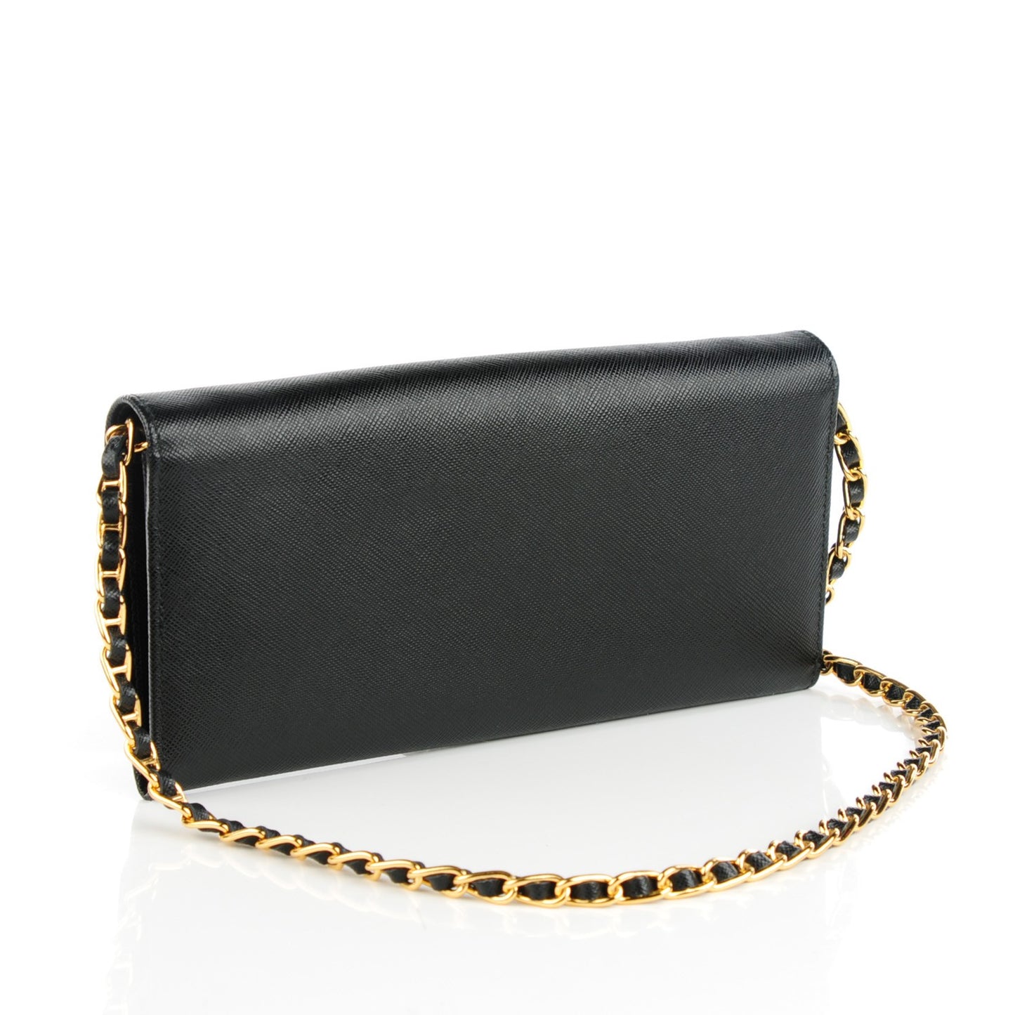 Saffiano Metal Oro Chain Wallet Nero Black