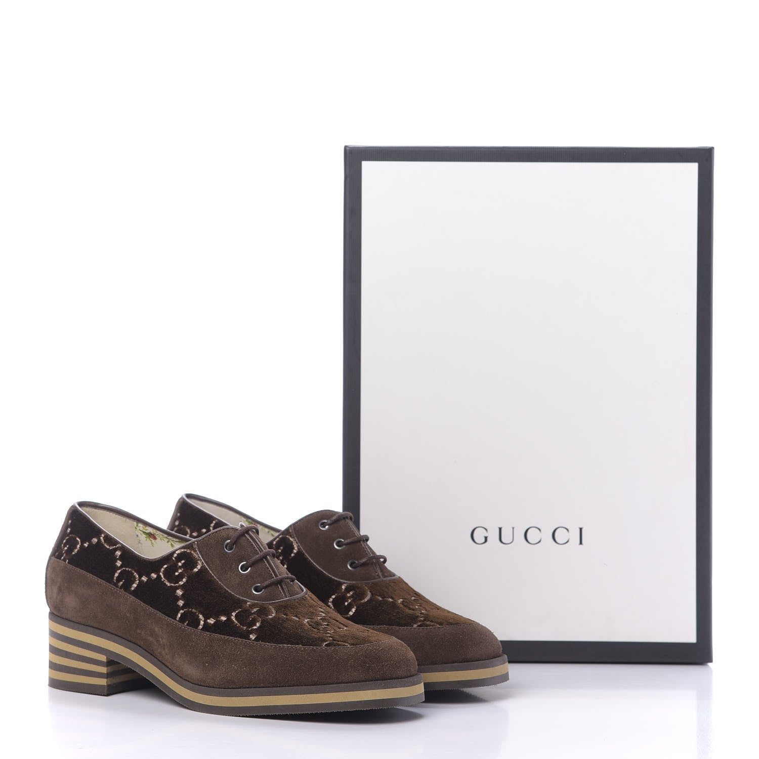 Gucci Velvet GG Monogram Thompson Derby Loafers 37 Vintage Cocoa Brown 10 of 10