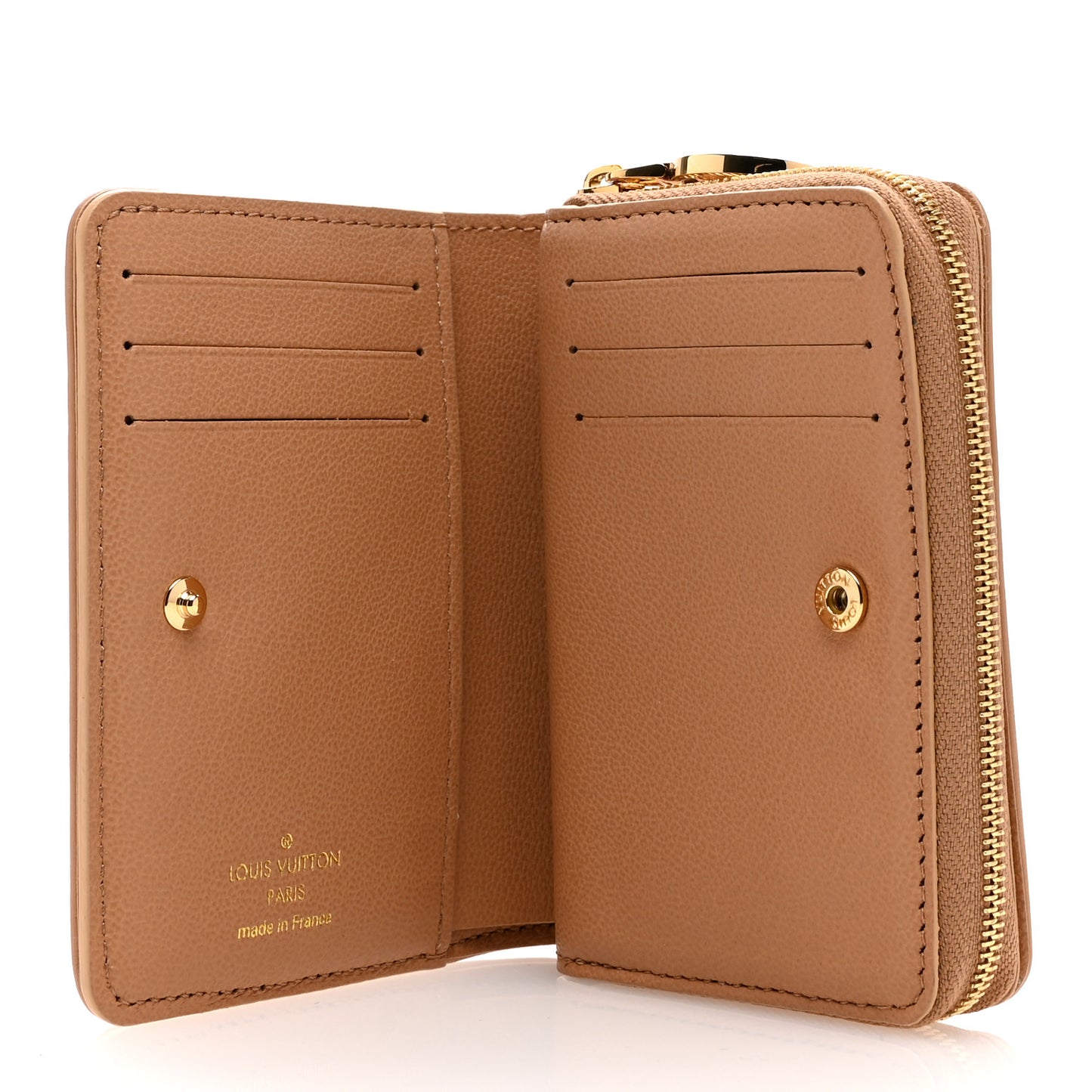 Lambskin Embossed Monogram Lou Coussin Wallet Camel