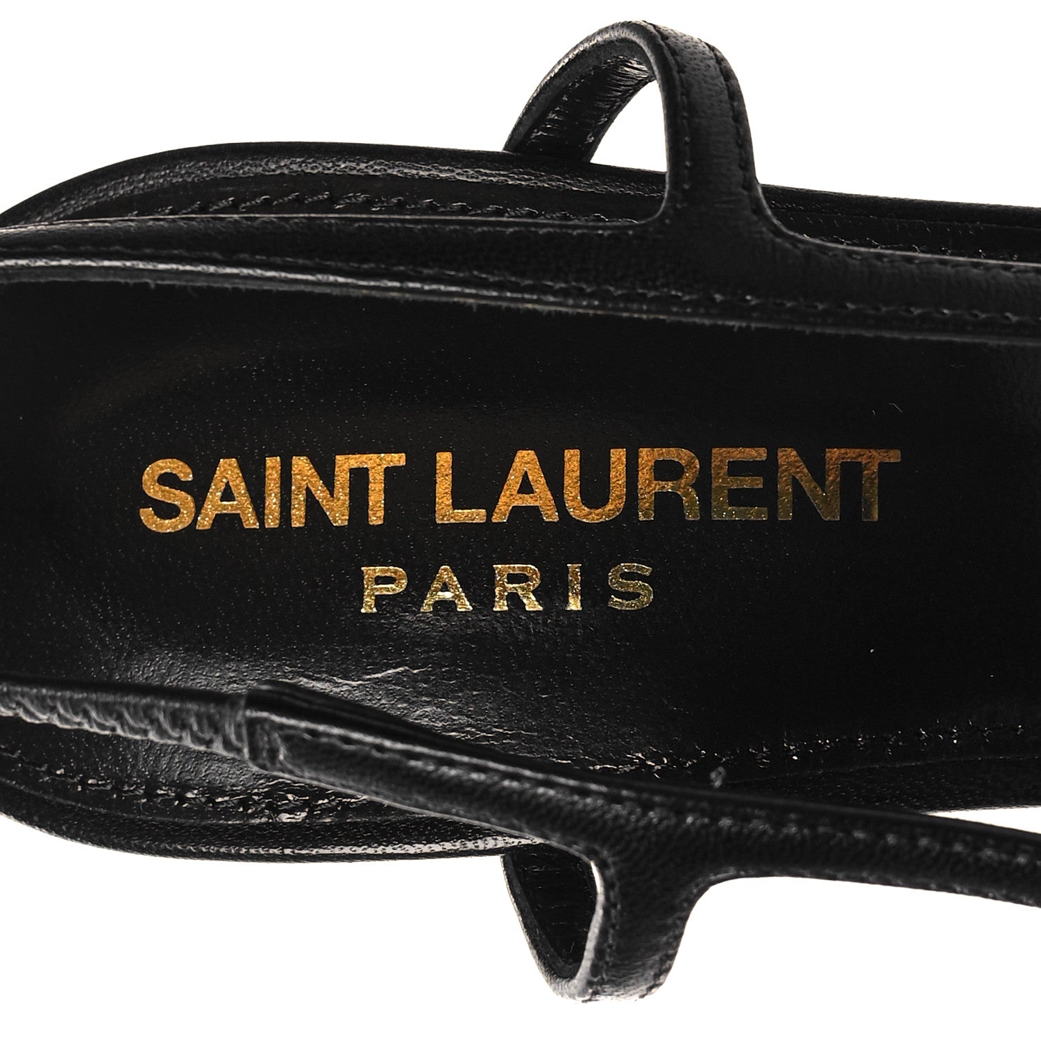 Saint Laurent Calfskin Metallic Toe Slingback Strap Heels 39 Black 8 of 9