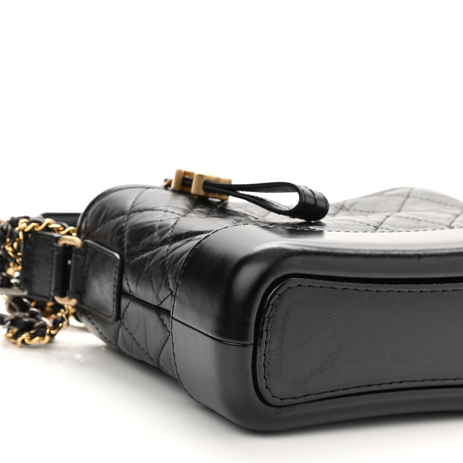Chanel Aged Calfskin Quilted Small Gabrielle Logo Hobo Black 9 of 10