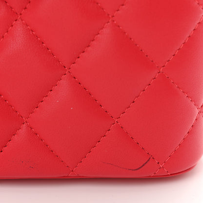 Chanel Lambskin Quilted Small Pearl Crush Vanity Case With Chain Red 11 of 15