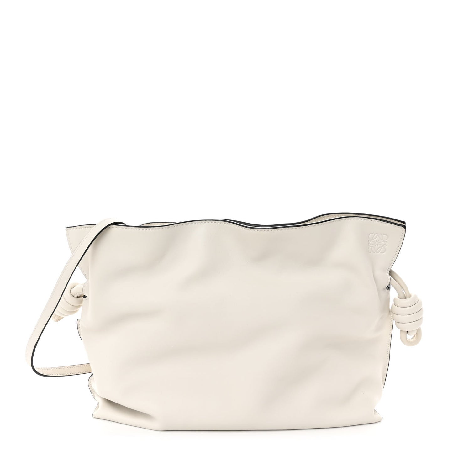 Calfskin Mini Flamenco Knot Clutch Soft White