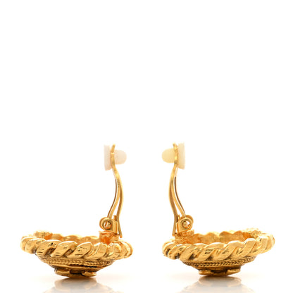 Chanel Metal Round CC Clip On Earrings Gold 3 of 4