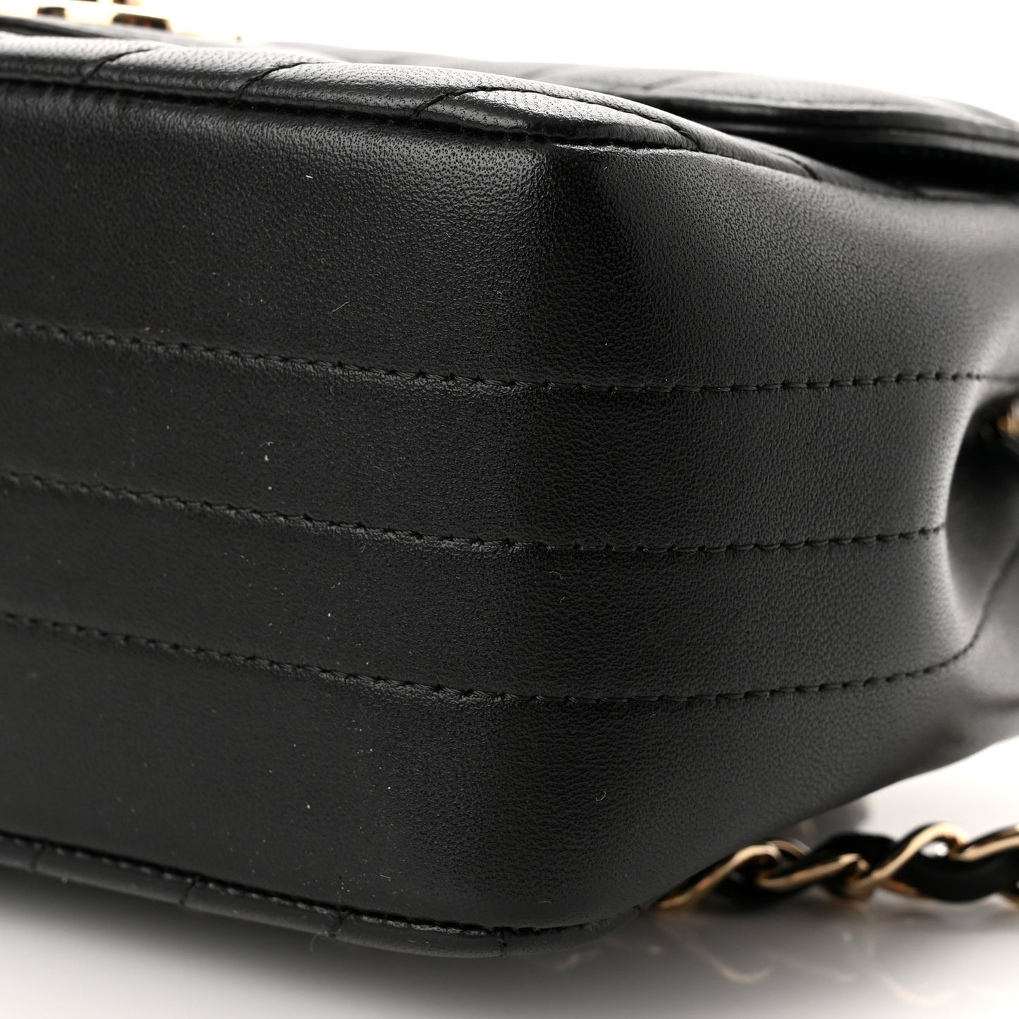 Lambskin Chevron Quilted Mini Square Flap Black